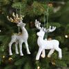 Christmas Reindeer Pendant: Glittering Flocked Ornament for Trees