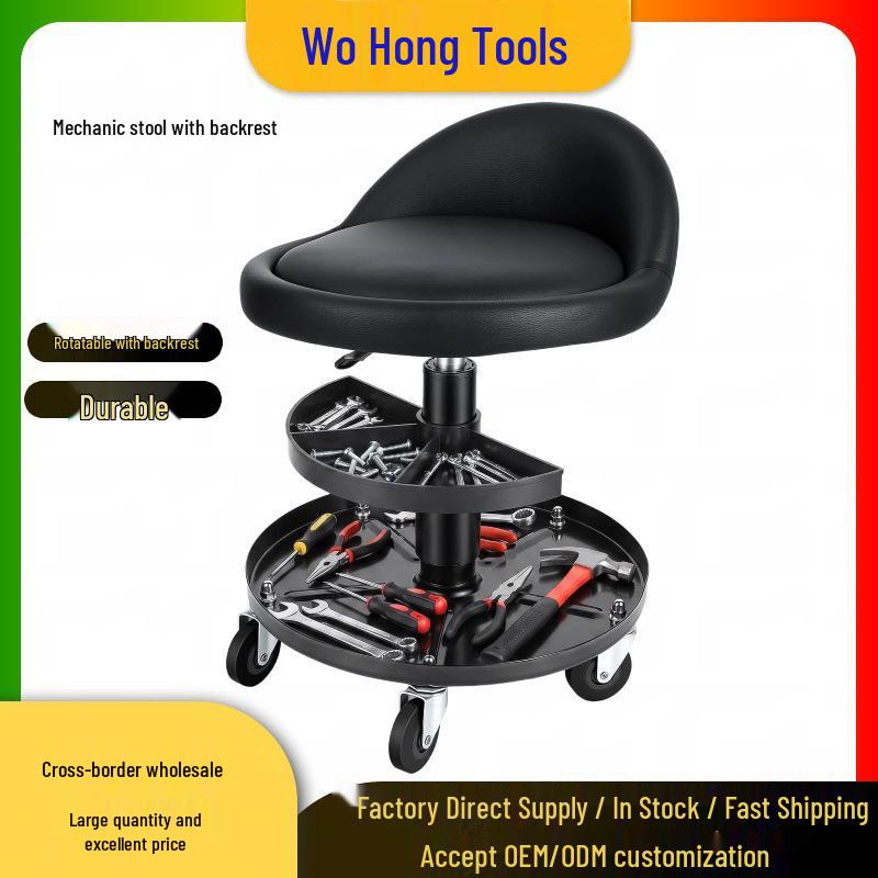 Multi-Functional Automotive Repair Stool with Lifting Casters & Tool Tray