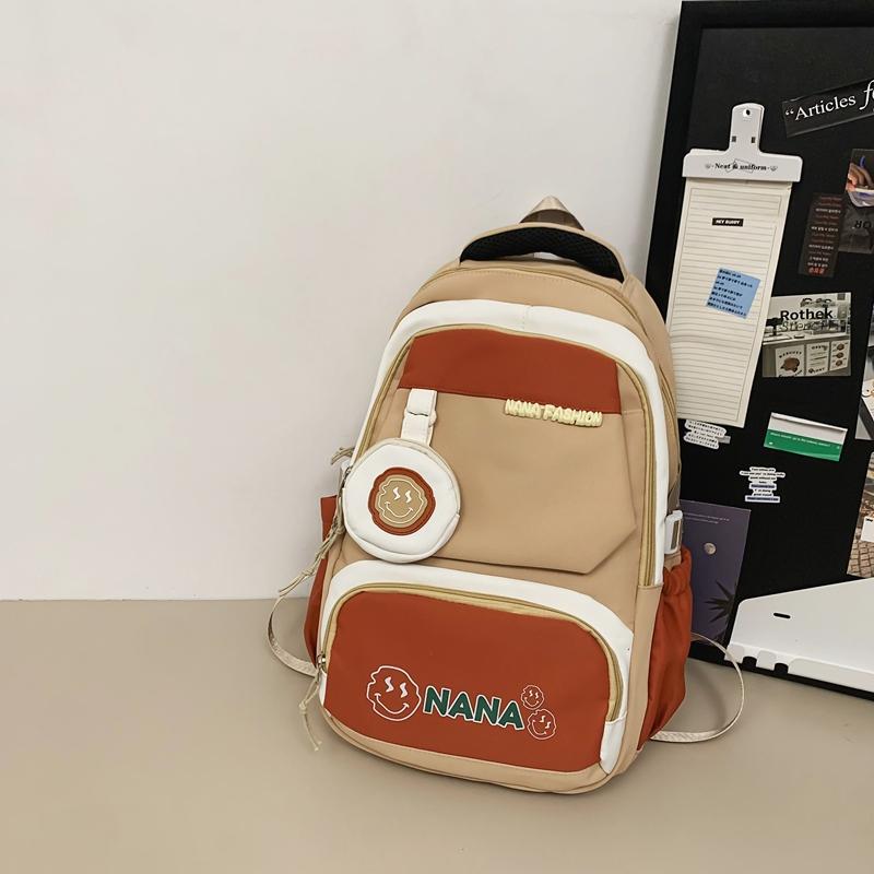 Студенческий школьный рюкзак женский цветной блок рюкзак мужской большой емкости — фото 14