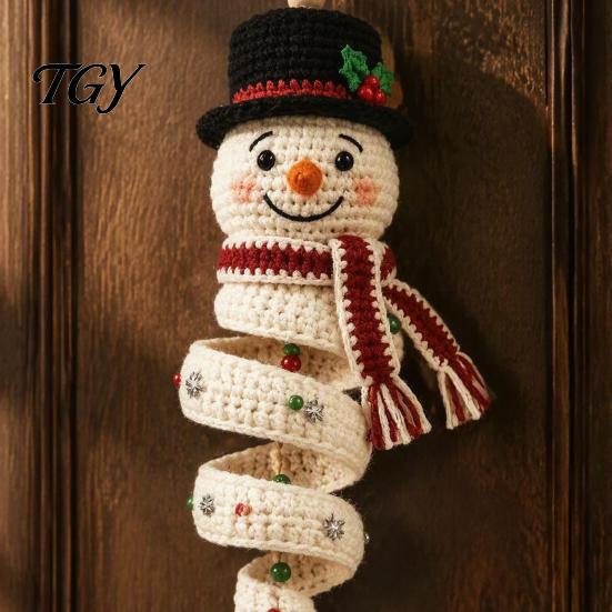 Decorazione Natalizia da Appendere Fai da Te Uncinetto Pupazzo di Neve Appendiporta Kit, Set Artigianale Festivo Fatto a Mano per Parete, Finestra, Festa di Capodanno Lavori a Maglia