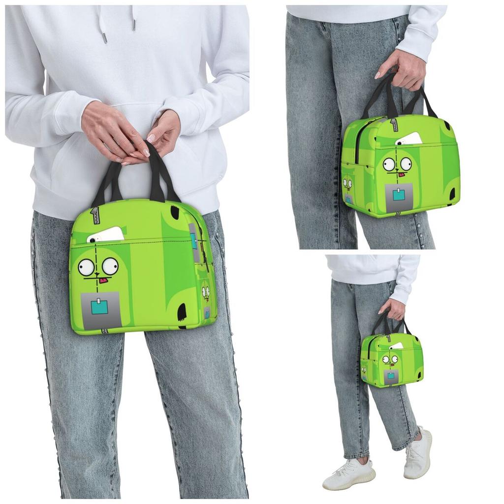 Invader Zim Insulated Lunch Bag for Women Office Cooler Thermal Food Box Tote Portable Lunch Boxes Container