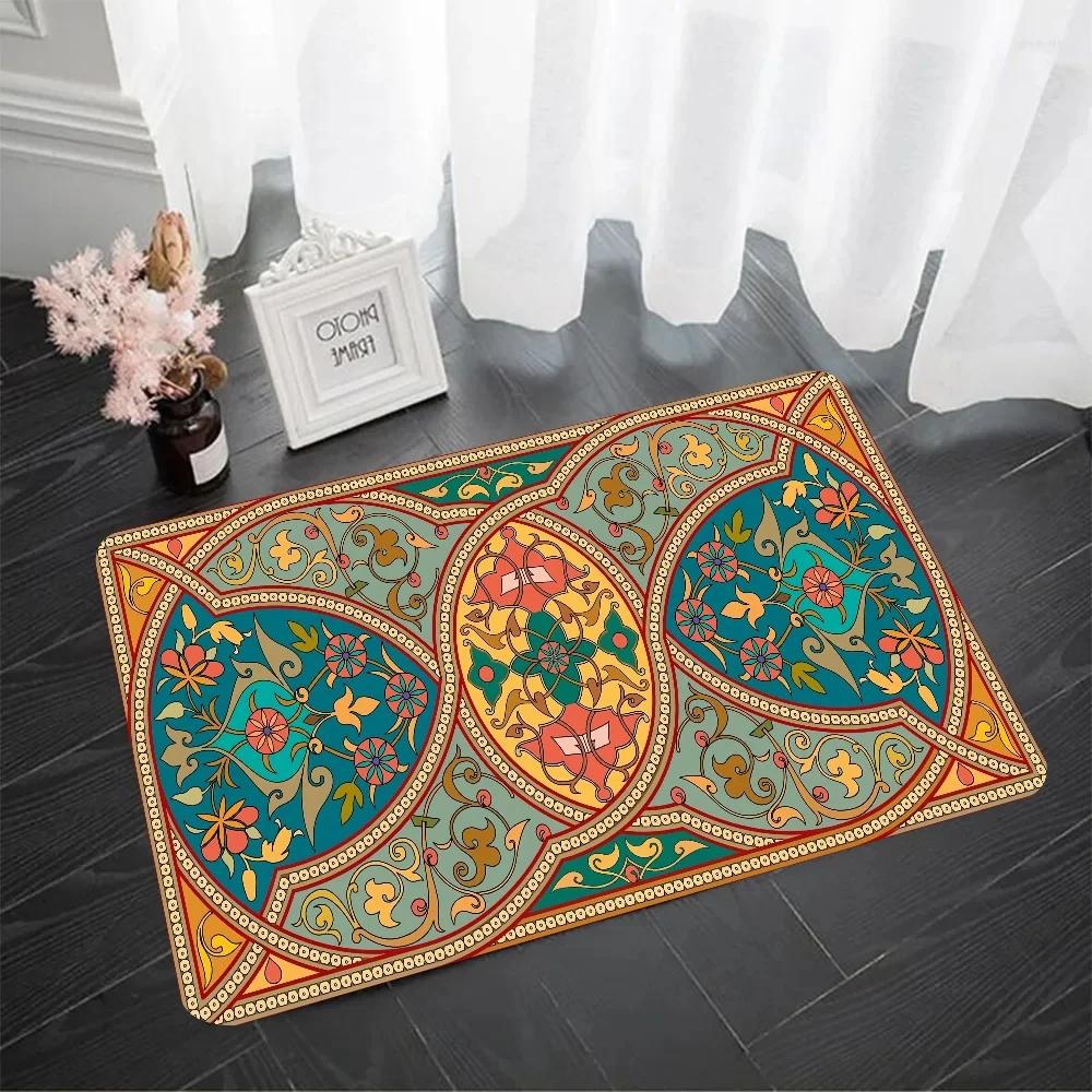Bohemian Pattern Floor Mat Doormats Home Carpet Foot Mat Bathroom Mats Anti-Slip Mats Home Decor Supplies Carpets