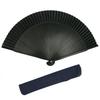Reine Seide Unifarben Schwarz Rippen Faltfächer Set Fächerrippe [KYOETSU] [Kyoetsu] 2-teilig (Faltfächer, Hülle) Herren (Schwarz 0)