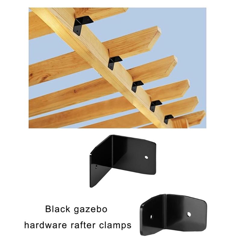 12pc Metal Rafter Clamps For Outdoor Structures Corrosion Resistant Black Hardware With Assembly Fasteners