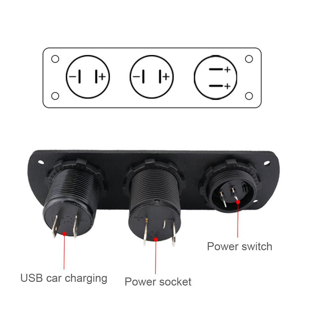 12V Fast Charger Switch Pannel Dual USB Power Socket Plug Waterproof Car Charger Auto Socket for Car Boat for Car Charging