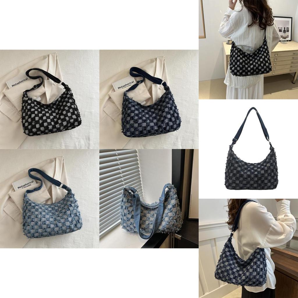 Stilvolle 2024 Neue Canvas Schulter-Crossbody-Tote-Tasche Trendige Handtasche mit großem Fassungsvermögen