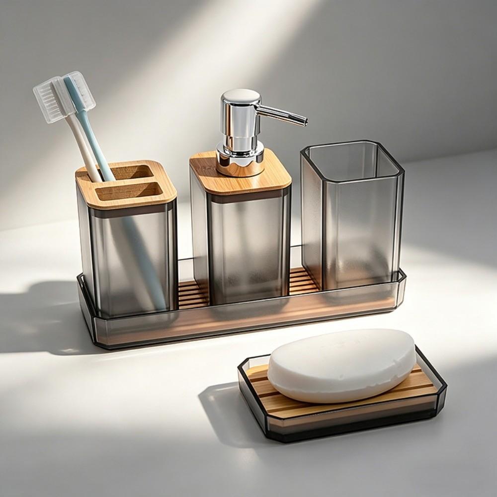 5pcs/set Non Slip Countertop Hands Soap Bottle Toothbrush Holder Bathroom Organizer Set  for Hotel