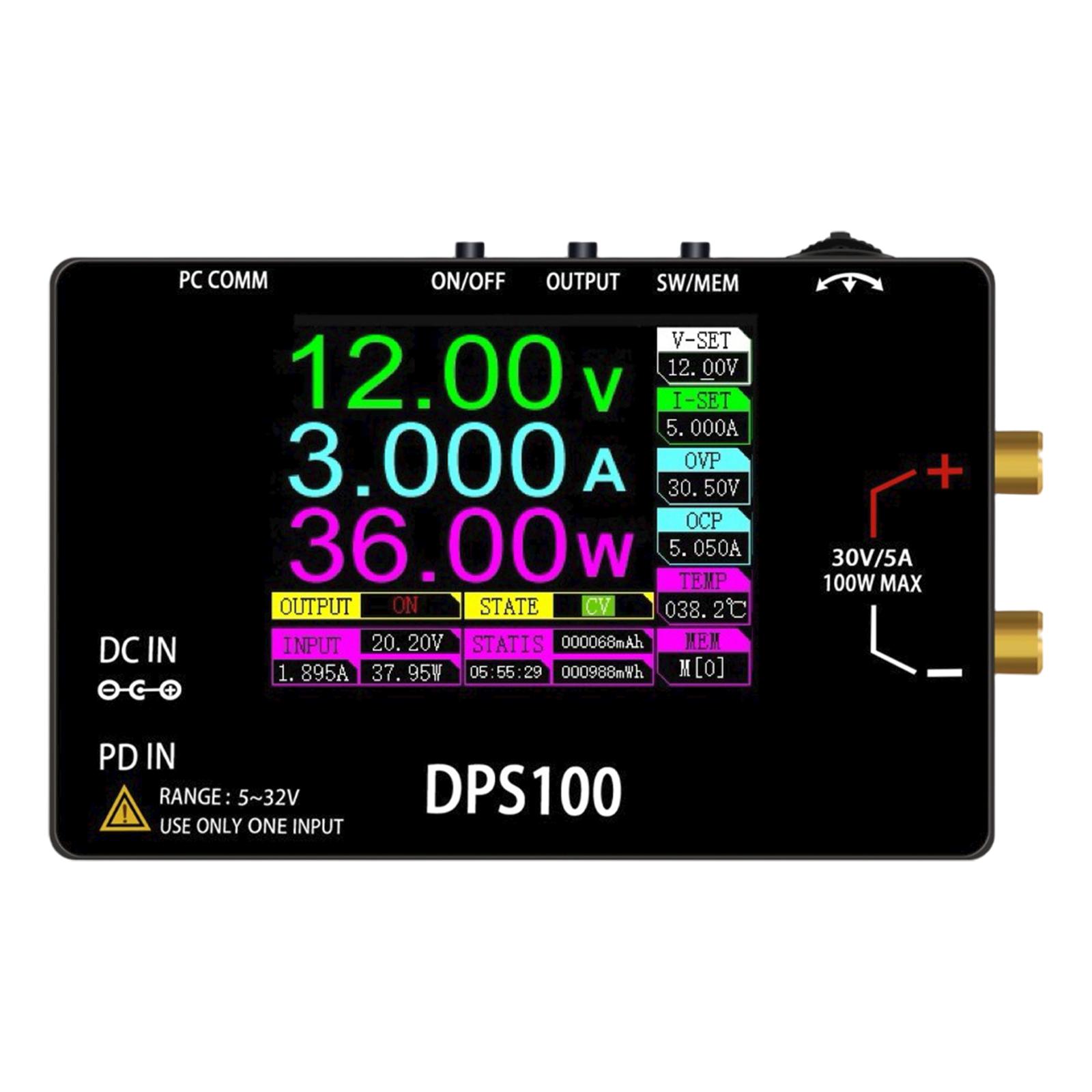 

DPS100 Adjustable Voltage Regulator 30V 5A 100W Max Programmable Voltage Regulator Power Supply DC LAB Supply Power Supplies чорний