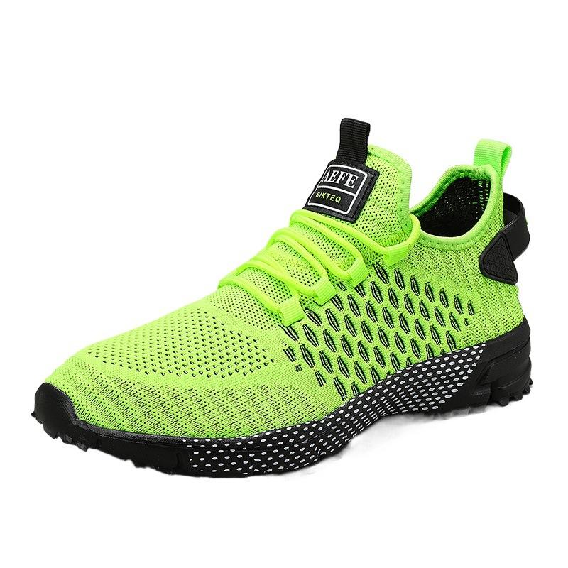 Men's fly-woven running shoes outdoor hiking sneakers spring and summer low-top mesh cloth large-size jogging shoes