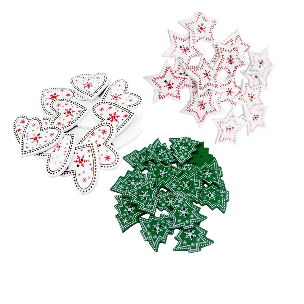 

Snowflake Christmas Buttons Wood DIY Craft Embellishments for Holiday Card Making and Clothes Decoration 35x33mm