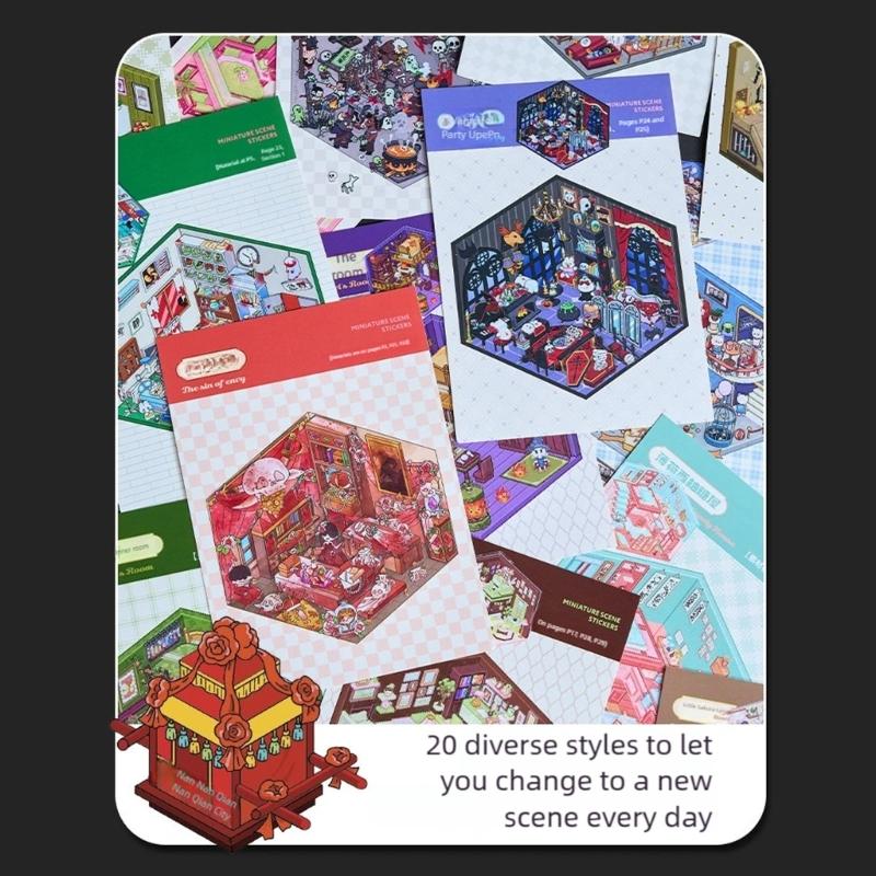 Horror Theme Miniature Scenes Sticker 3D Textured Adhesive Sheets With Special Paper Safe For Creative Gift