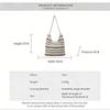 Crochet Tote Bag Striped Woven Shoulder Bag Large Capacity Straw Beach Handbag Fashion Casual Daily Commuting Shopper Tote Bag