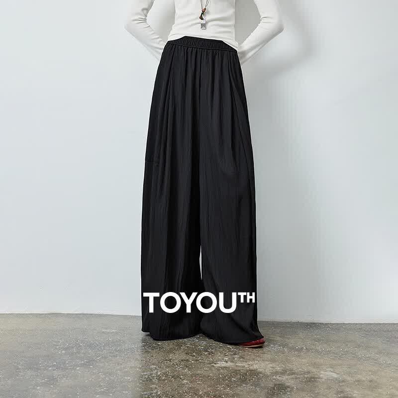 Chuyu Women s 2026 Autumn Textured Wide-Leg Casual Pants L чёрный