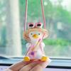 Gypsum Cool White Swing Duck with Sunglasses Automoblie Decor Car Rearview Mirror Ornaments Creative Duck Auto Decoration