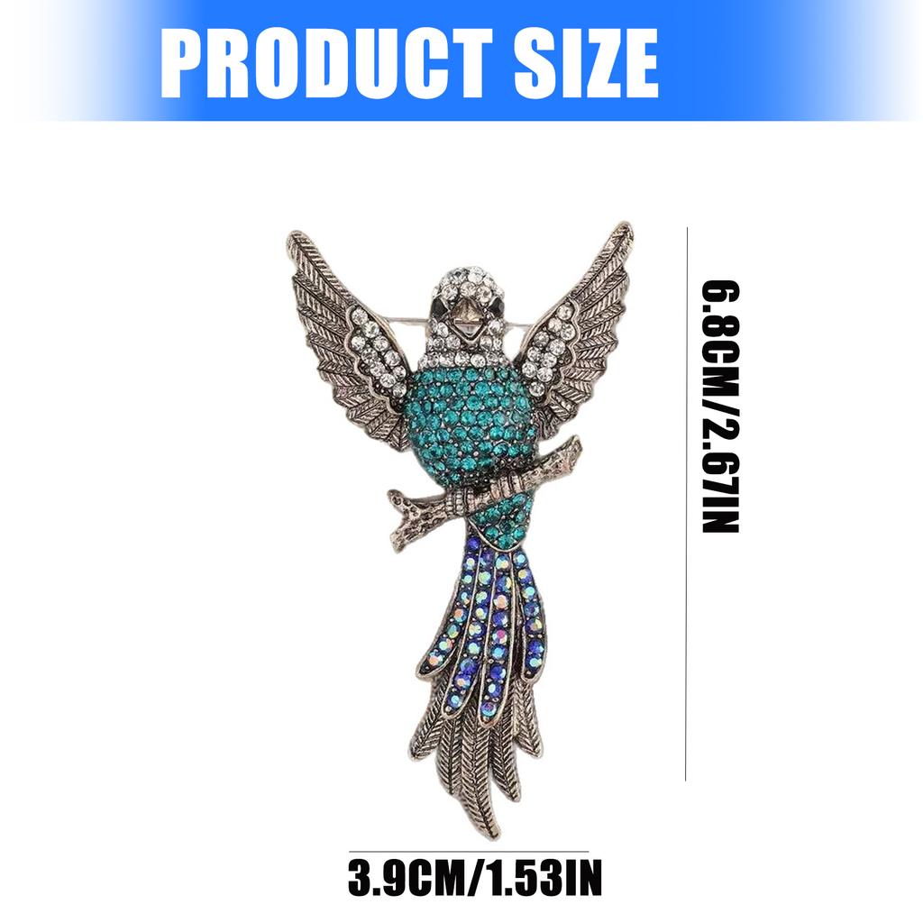 Vintage Eagle Brooch With Sparkling Multicolor Crystals Retro Cartoon Design Durable Alloy Material For Coat Jacket Fashion Accessory Gift
