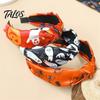 Wide Brim Fabric Headband Halloween Knotted for Women, Retro Turban Headband, Ghost Party Hairband Bat Pumpkin Hair Band, Cosplay Costume Accessories