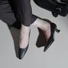 Krazing Pot Cow Skin Square Toe Stiletto Med Heels Summer Shoes Big Size 41 Concise Style Women Shallow Pumps