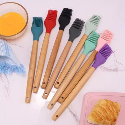 Abnehmbarer Silikon-Backpinsel zum Backen, Grillen, Ölauftragen, Lebensmittelgeeignet, Hitzebeständig, Gebäckpinsel mit Holzgriff