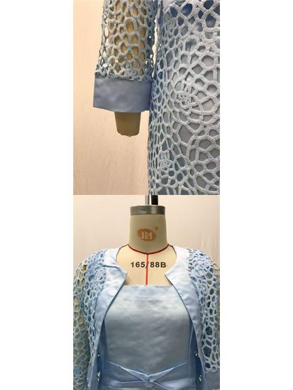 Damski dwuczęściowy komplet: koronkowy kardigan i sukienka