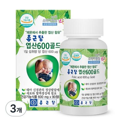 Chong Kun Dang Folic Acid 600 Gold, 90 Tablets, 3 Units