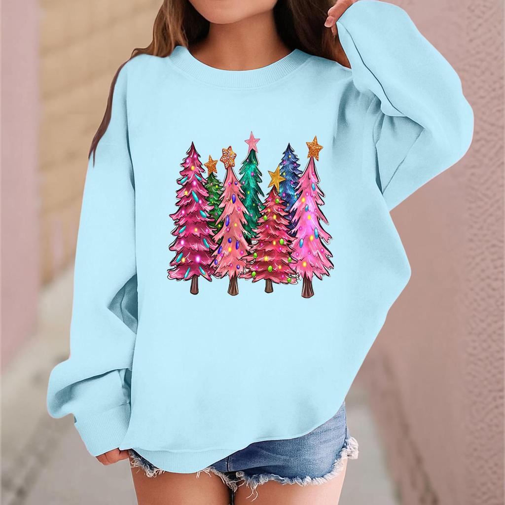 Children's Fashionable Casual Long-sleeved Loose Christmas Print Pullover Sweatshirt