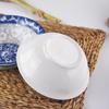 4-Piece 8-Inch Ceramic Noodle Bowls: Underglaze Blue and White Porcelain Conical Soup Bowls, Household Tableware.