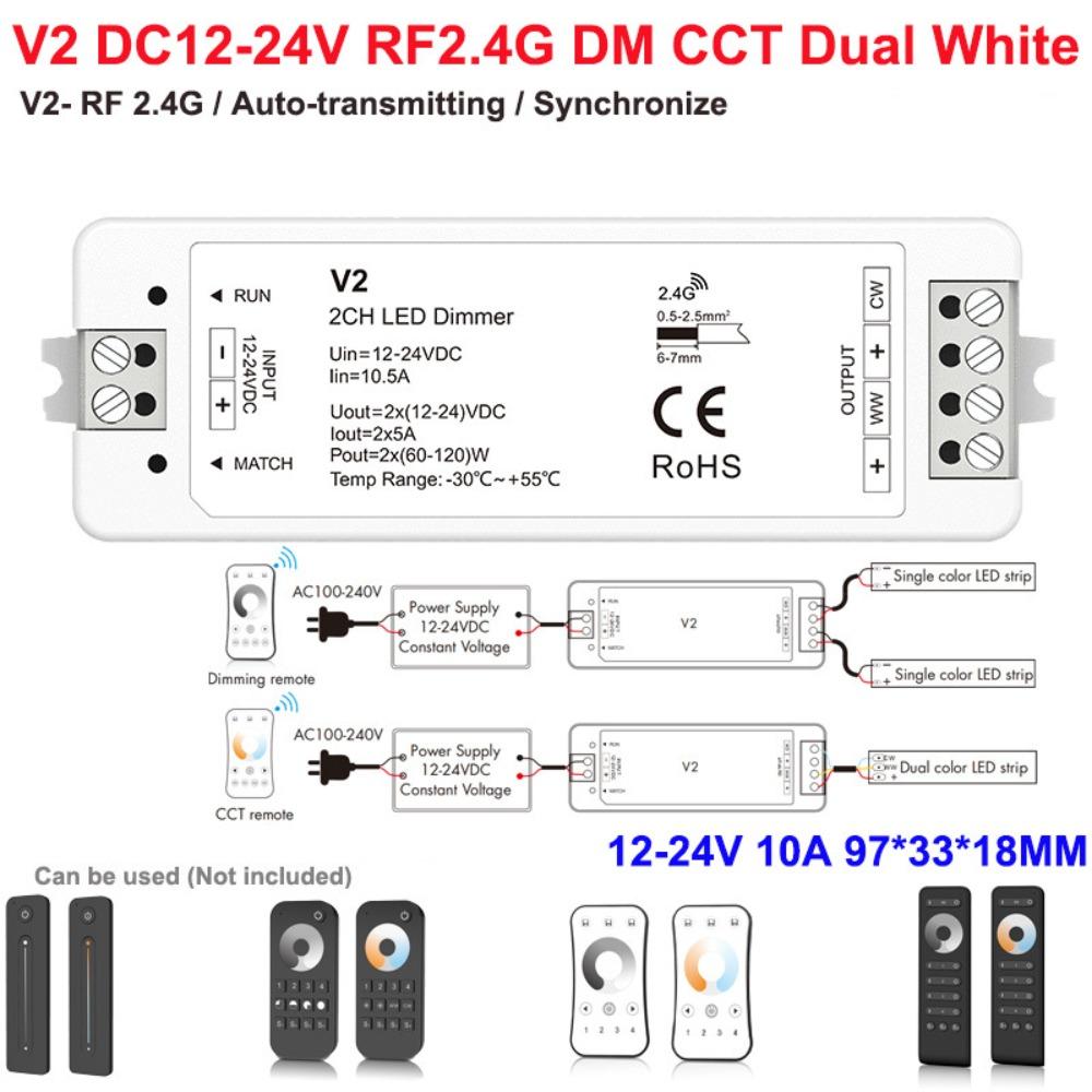 Professioneller Konstantspannungs-LED-Controller DC12-24V RF2.4GHz LED-Streifen-Treiber Dimmbar/CCD/RGB PWM LED-Dimmer Zuhause