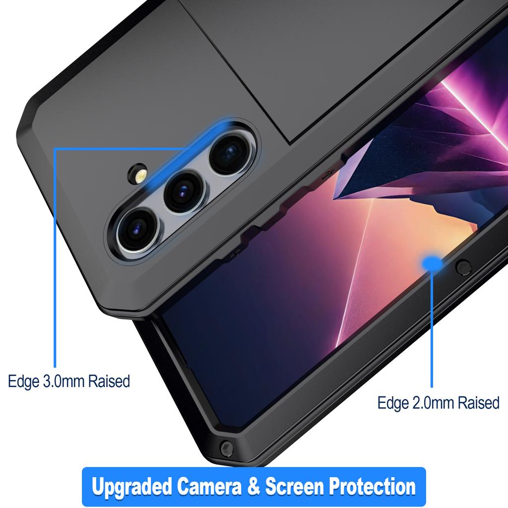 Pour Samsung Galaxy S24+ Coque Silicone+Métal Anti-chute Housse de Téléphone avec Film en Verre Trempé