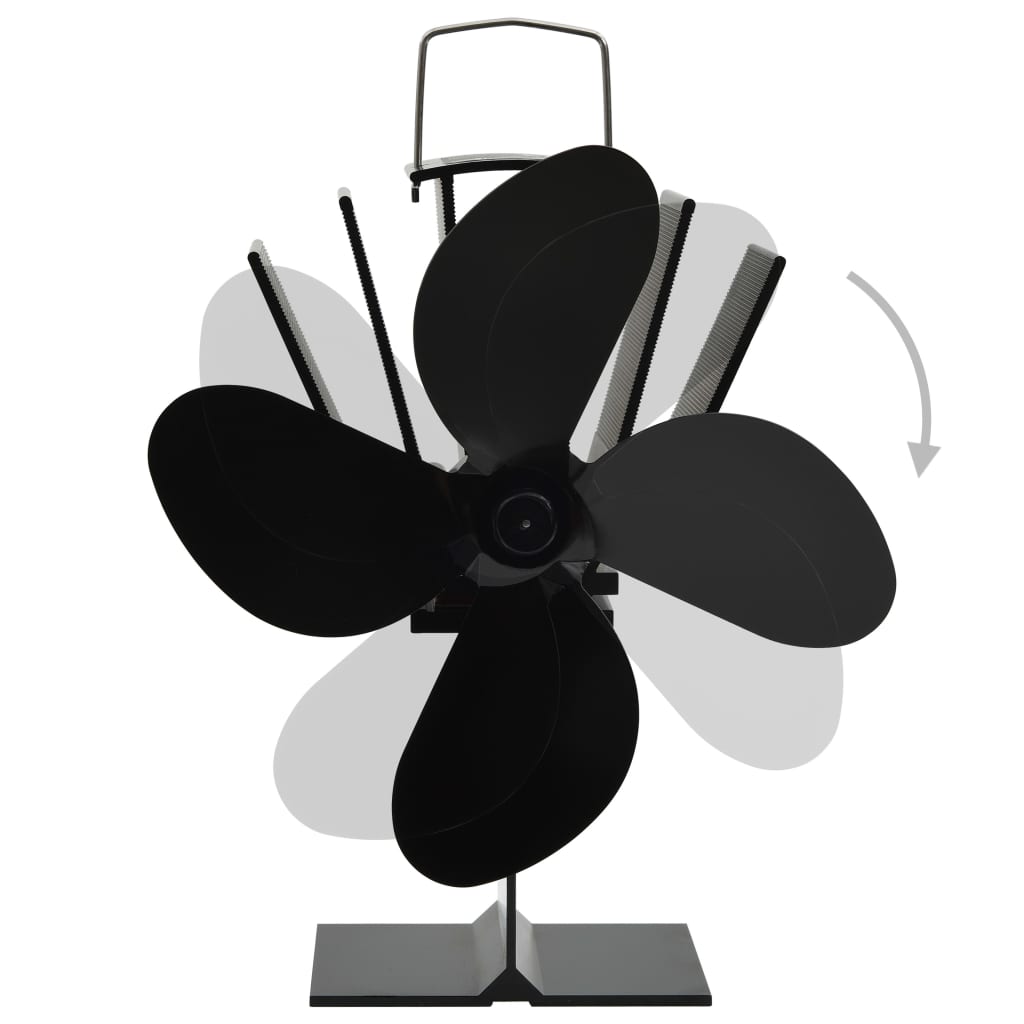 Heat Operated Stove Fan 4 Blades Black