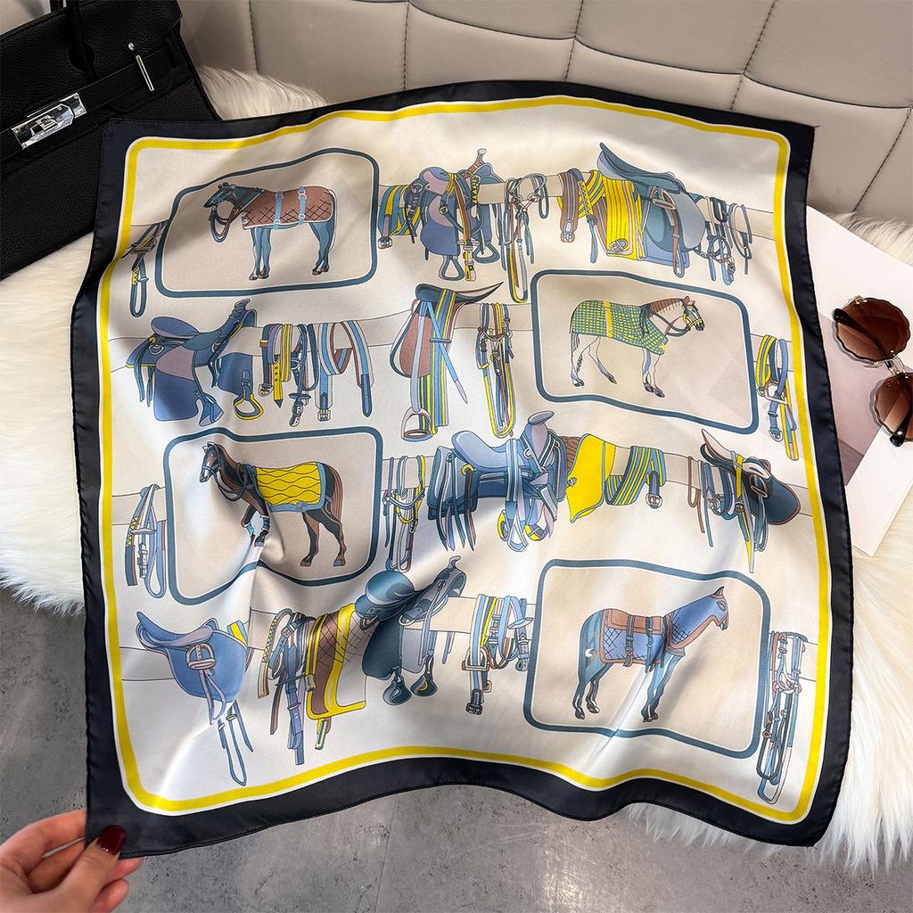 Fashion Square Fashion Foreign Style Small Silk Scarf Women'S Headband Decorative Scarf Dual-Purpose Small Square Scarf New Scarf