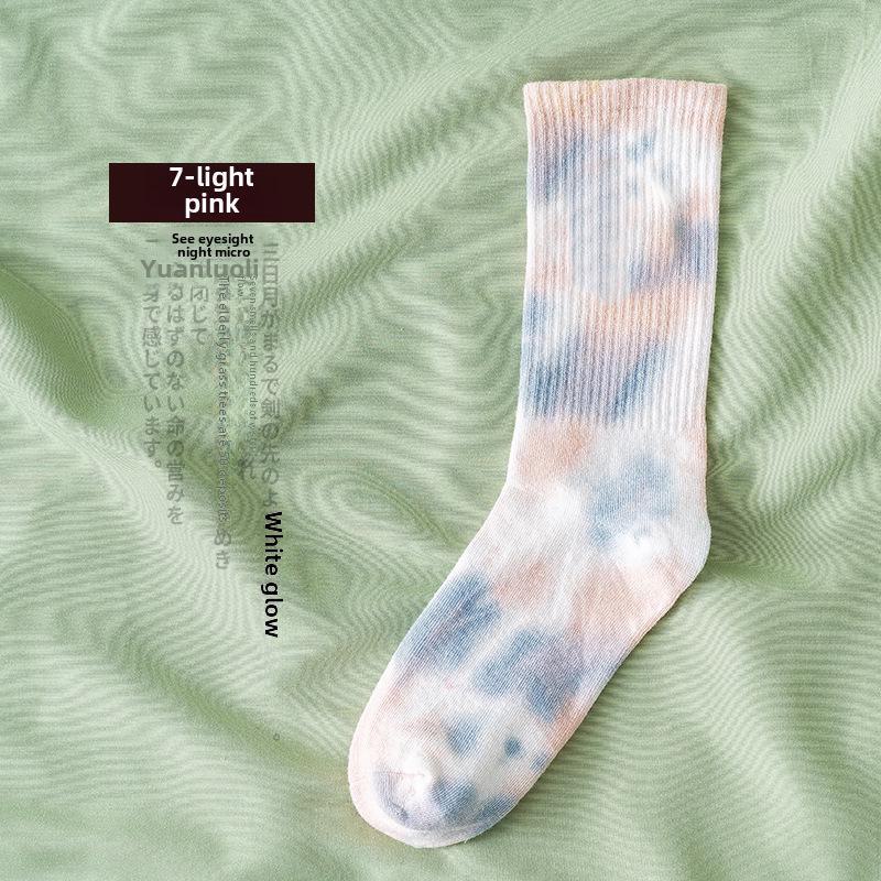Gradient Tie-Dye Mid-Tube Cotton Socks - Women's Street Fashion & Sport Trend