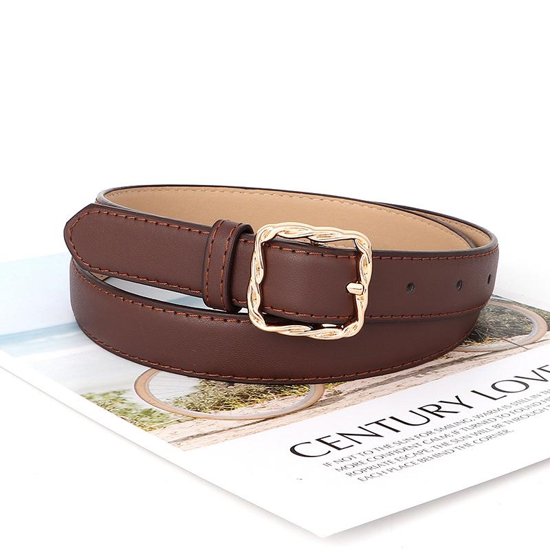 Women S Fashion Belt With Twisted Square Buckle For Jeans Decoration