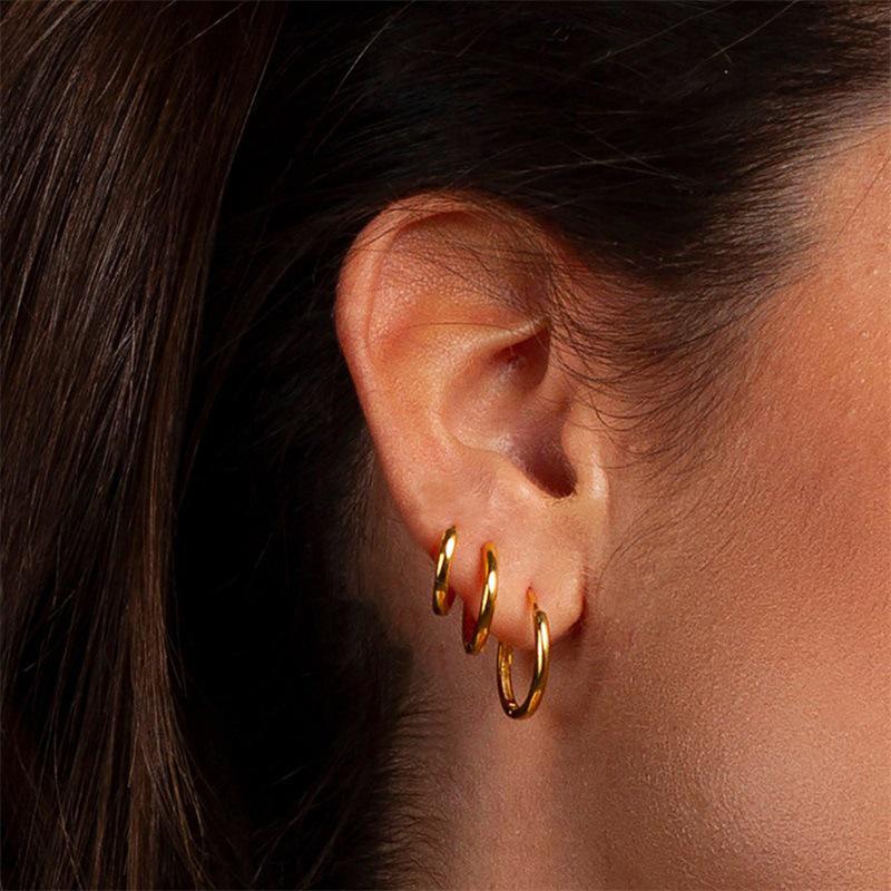 

St.delan Gold-Plated Stainless Steel Hoop Earrings Unisex Jewelry Steel