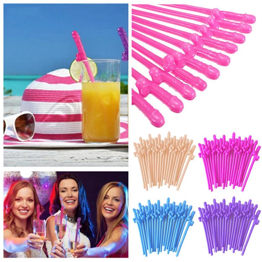 10Pcs Pack of 10 Hen Night Party Accessories Plastic Willy Dick Dickie Straws