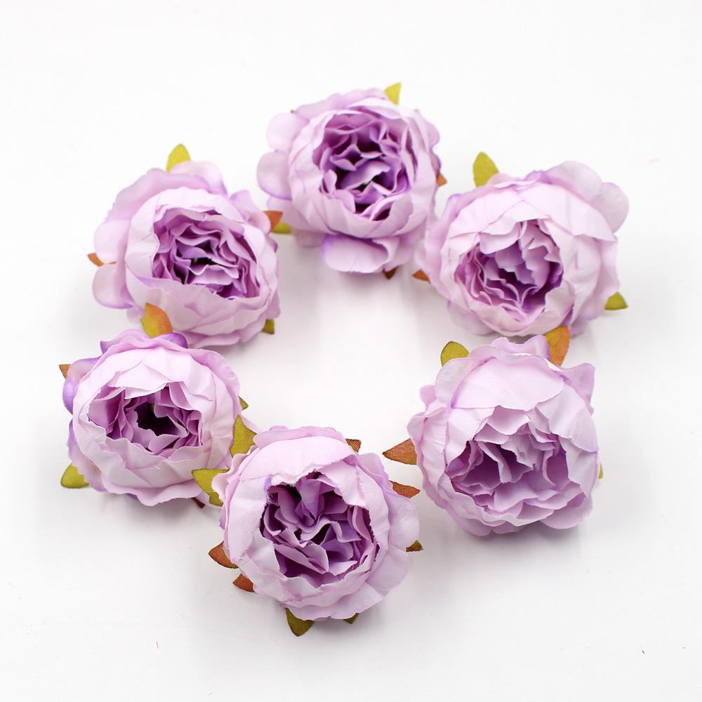 5/10Pcs Pink Rose Artificial Flowers Heads Silk Fake Flower For Birthday Party Wedding Decoration Home Decor Garland Accessories