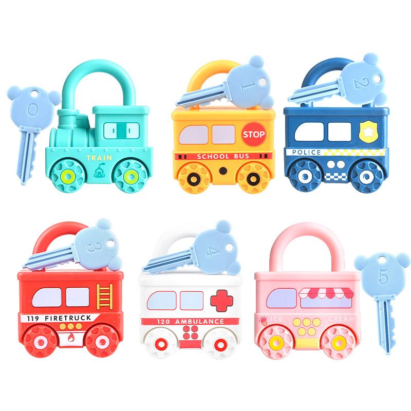 Bai Fen Bai Toys Educational Car Montessori Locks Toy With Keys - Numbers Alphabet Matching Game, Sensory Teaching Aid For Kids Gift