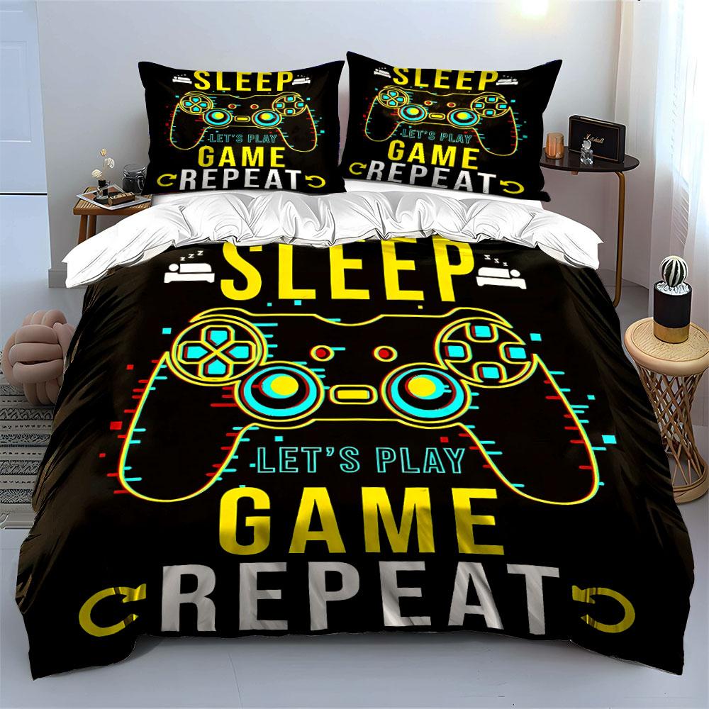 Game controller and text. Bedding sets Duvet cover sets Duvet covers Pillowcases(1*Duvet Cover 2*Pillowcases without duvet insert)