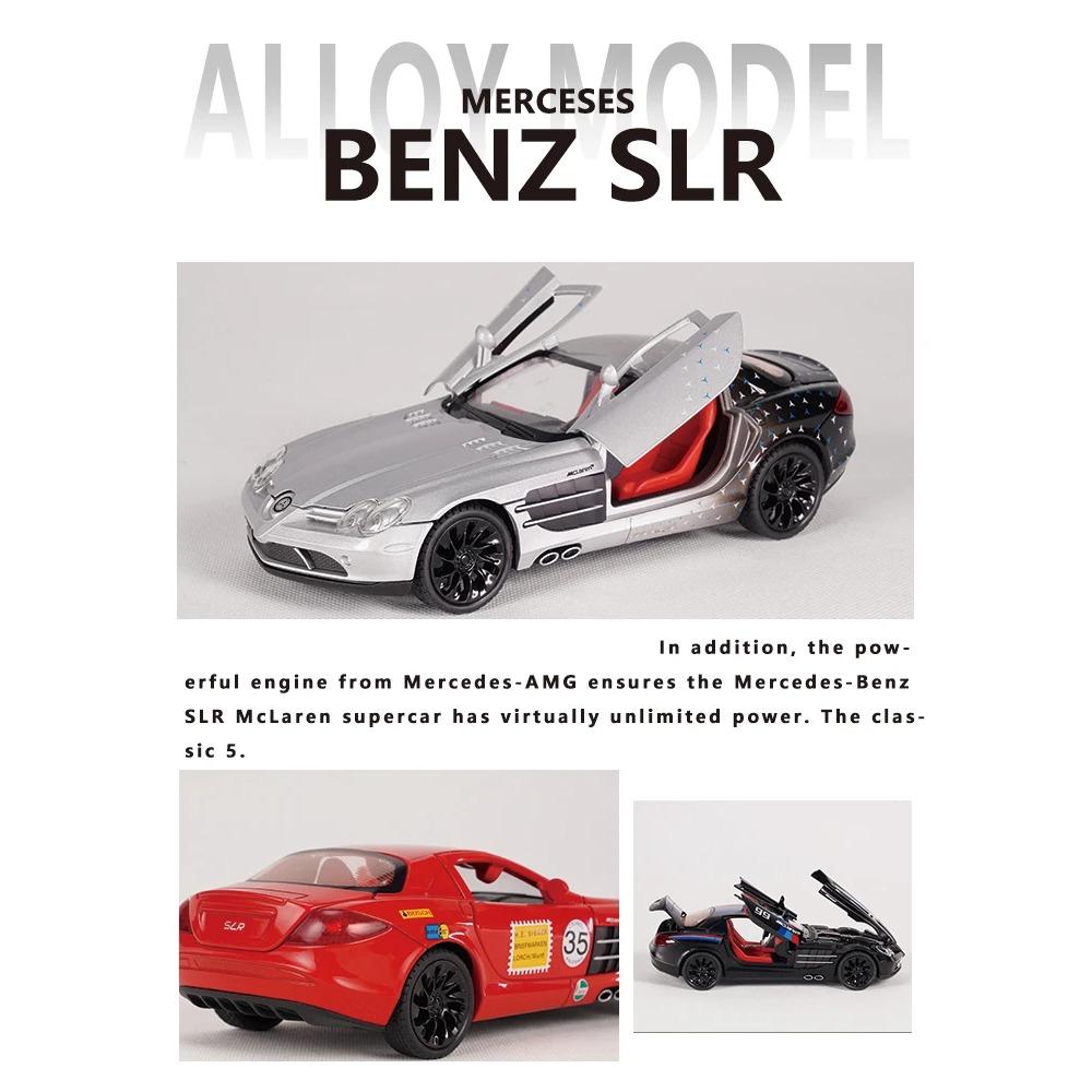 1/24 Mercedes-Benz SLR Legierungsauto Modell Sound und Licht Pull Back Kinderspielzeug Sammlerstücke Geburtstagsgeschenk
