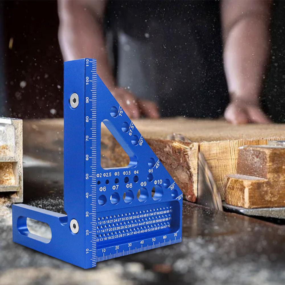Woodworking Square Protractor Aluminum Alloy Carpenter Square Hole Scribing Ruler Woodworking Angler Scriber Woodworking Tool