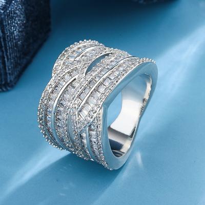 Big Zircon Stone Silver Color Round Band Rings for Women Fashion Jewelry New Wedding Engagement Ring Ring Set