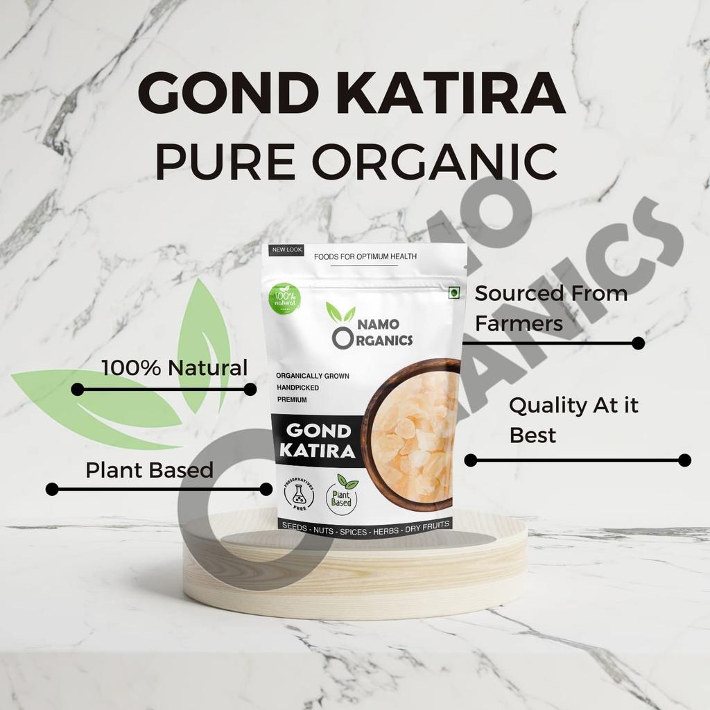Namo Organics Gond Katira Pur - 250 gr | Proprietăți răcoritoare | Gumă comestibilă 100% naturală Superaliment