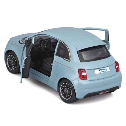 Bburago 1/24 Scale Fiat 500e 2023 Blue Diecast Model Car, Finished Product, 18-21110 BU