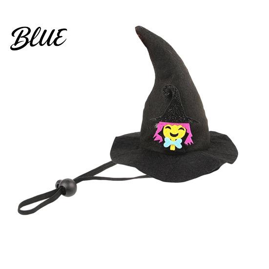 Pet Holiday Outfit Accessory Halloween Cat Witch Hat Fun Hat with Adjustable Elastic Strap Cartoon Ghost Pumpkin Bat Skull for Cats Small