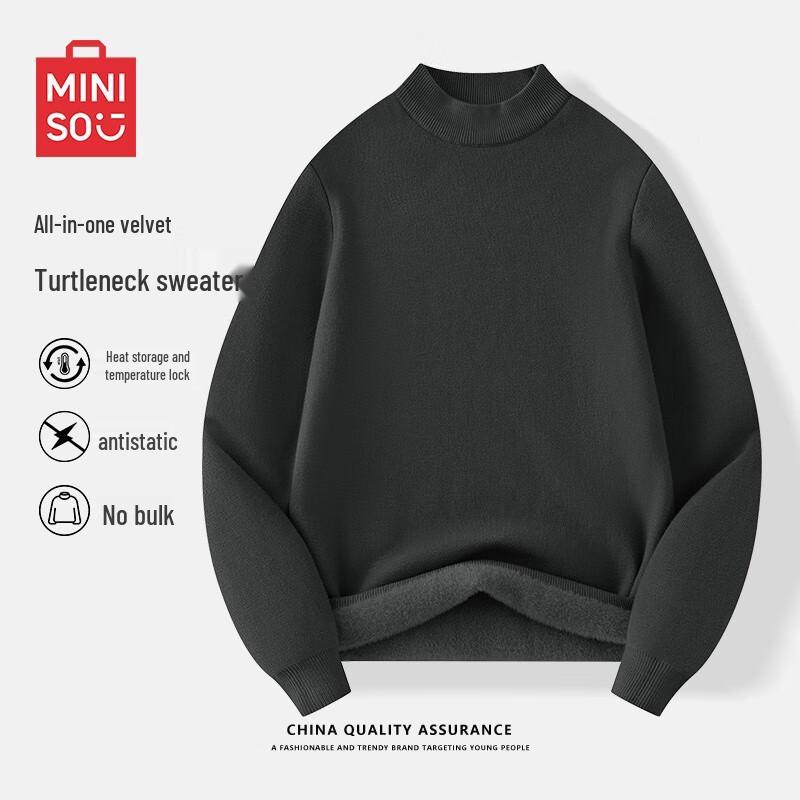 MINISO Men's Plush Half-High Neck Knit Sweater