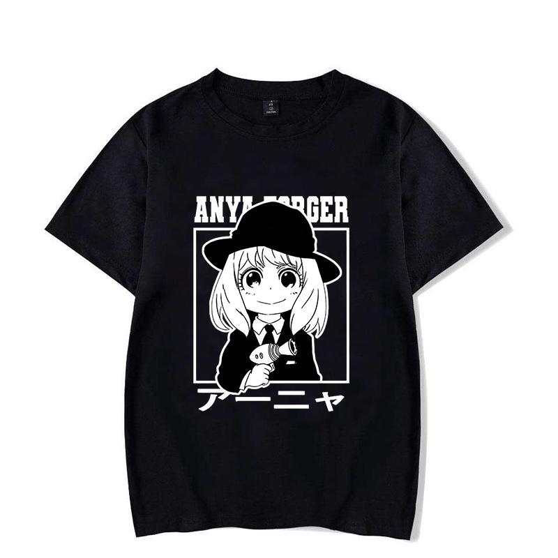 Nowa Damska Moda Anime Anya Forger Nadruk T-shirt Unisex Casualowy T-shirt Harajuku Miękki Krótki Rękaw Okrągły Dekolt Koszulki
