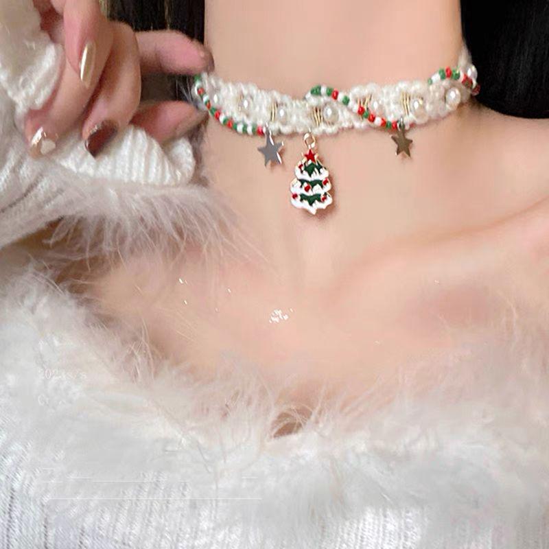 Christmas Tree Titanium Necklace: Elegant Long Sweater Chain for Women - Unique Niche Design