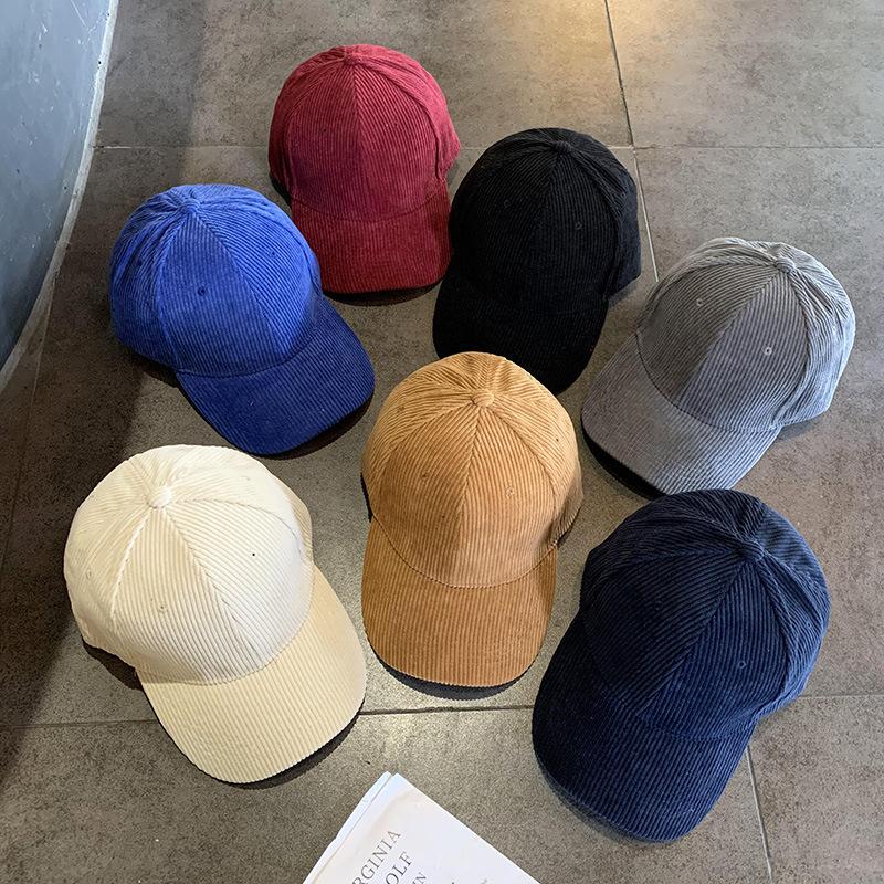 Solid Corduroy Baseball Cap for Women Men Autumn Winter Adjustable Snapback Hat Outdoor Unisex Hip Hop Caps Gorras