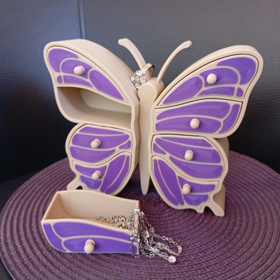 Storage Box Jewelry Organizer Large Capacity 8 Drawers Design Space-Saving Butterfly Shaped Countertop Necklace Ring Container