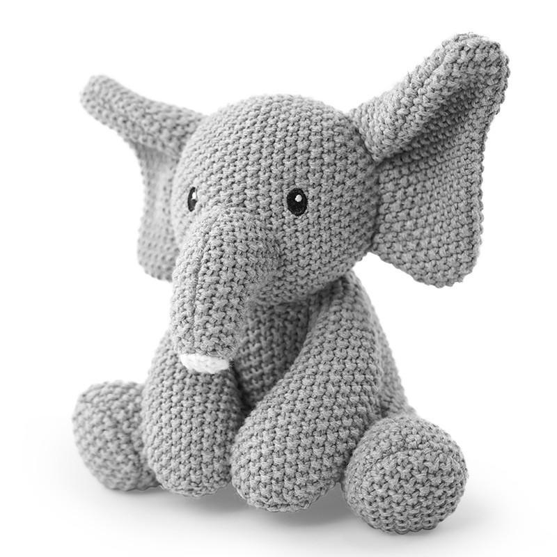Brinquedo de Pelúcia Elefante de Tricô Para Bebê Conforto Presente Para Crianças