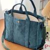 Leisure Large Capacity Shopping Bags Fashion Corduroy Canvas Tote Simple Tote Commuter Shoulder Bag for Women